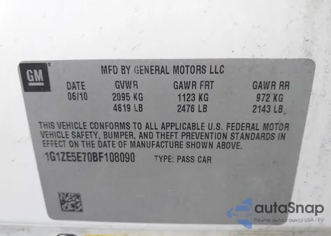 2011 Chevrolet Malibu Ltz из США, поврежденный, VIN 1G1ZE5E70BF108090